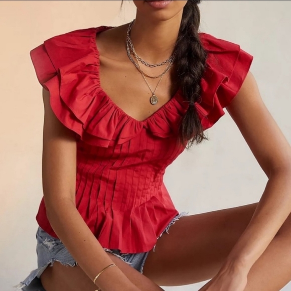 Anthropologie Tops - Anthropologie Forever That Girl Ruffle Pleat Top